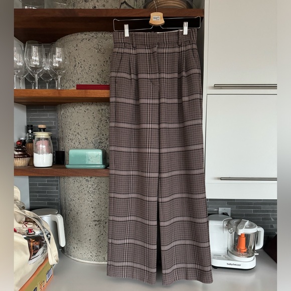 Aritzia Pants - Aritzia Plaid Wide-Leg Trousers
